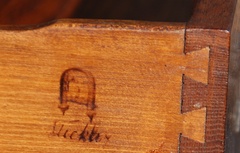 Example of a Gustav Stickley branded signature that is not faint from a drawer
side.